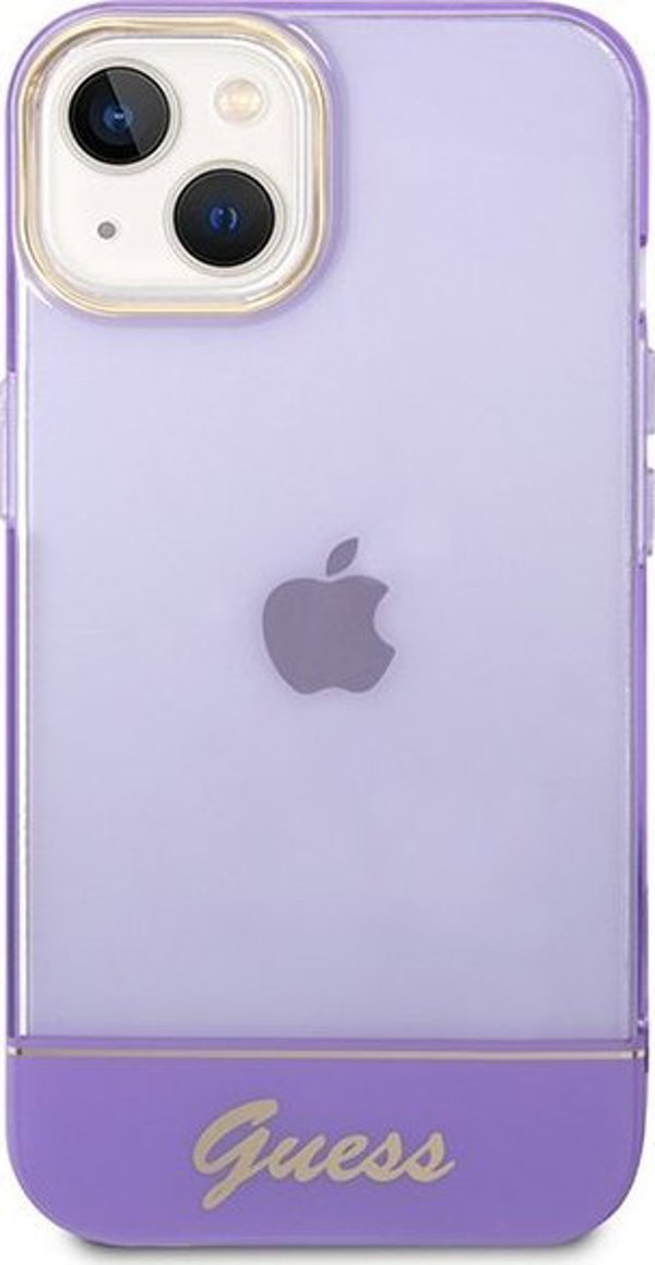 Θήκη Guess GUHCP14SHGCOU Apple iPhone 14 μωβ σκληρή θήκη Διαφανής