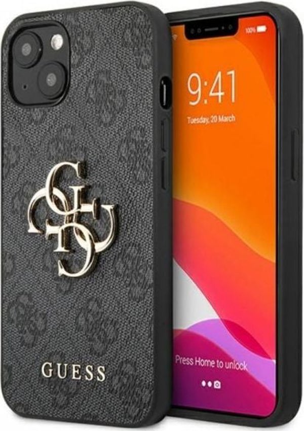 Guess Θήκη GUHCP13M4GMGGR Apple iPhone 13 γκρι σκληρή θήκη 4G Μεγάλο Μεταλλικό Λογότυπο