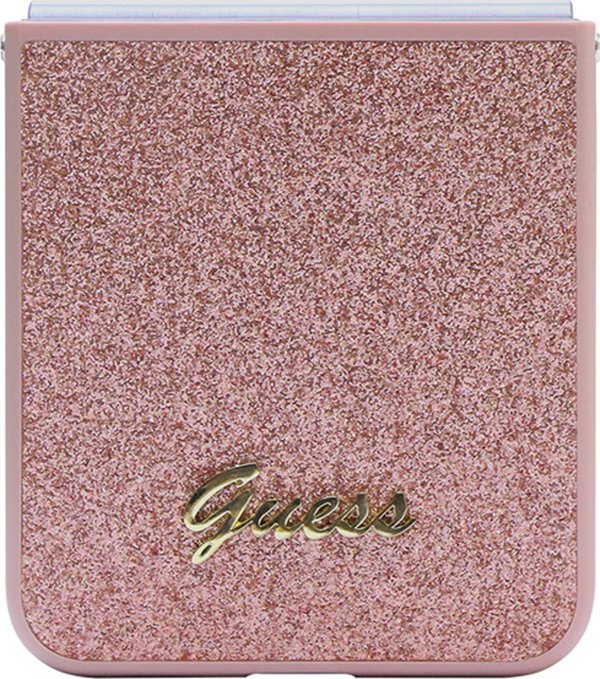 Guess case for Samsung Z Flip5 GUHCZF5HGGSHP pink HC PU/TPU Glitter Script 3666339173999