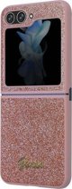 Guess case for Samsung Z Flip5 GUHCZF5HGGSHP pink HC PU/TPU Glitter Script 3666339173999