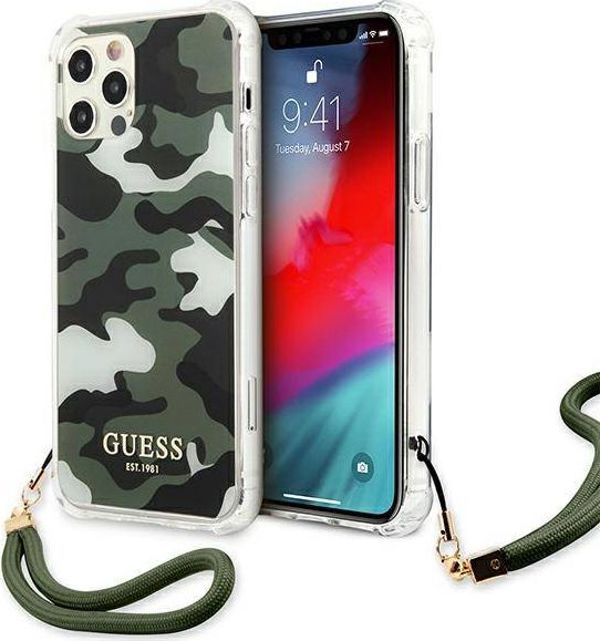 Guess case for iPhone 12 Pro Max 6,7" GUHCP12LKSARKA khaki hard case Camo Collection 3666339004101