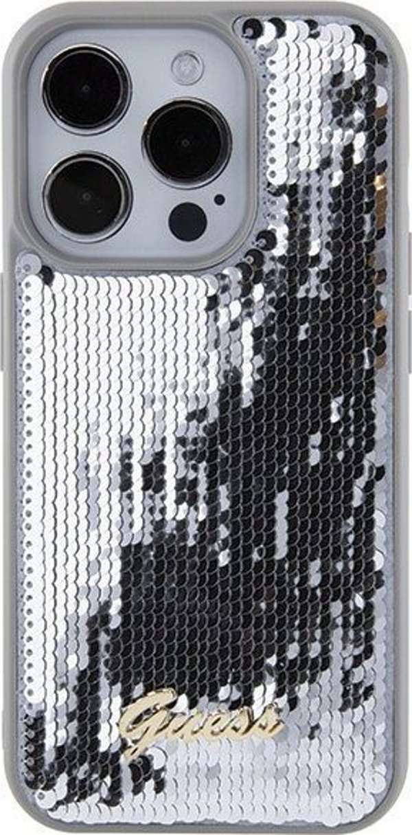Guess Guess GUHCP15LPSFDGSS iPhone 15 Pro 6.1" ασημί/silver σκληρή θήκη Sequin Script Metal