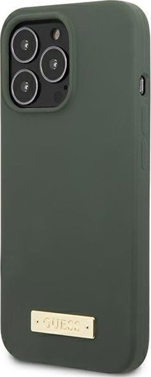 Guess Guess GUHMP13LSPLA iPhone 13 Pro / 13 6,1" πράσινη/χακί σκληρή θήκη Σιλικόνης Logo Plate MagSafe NoSize