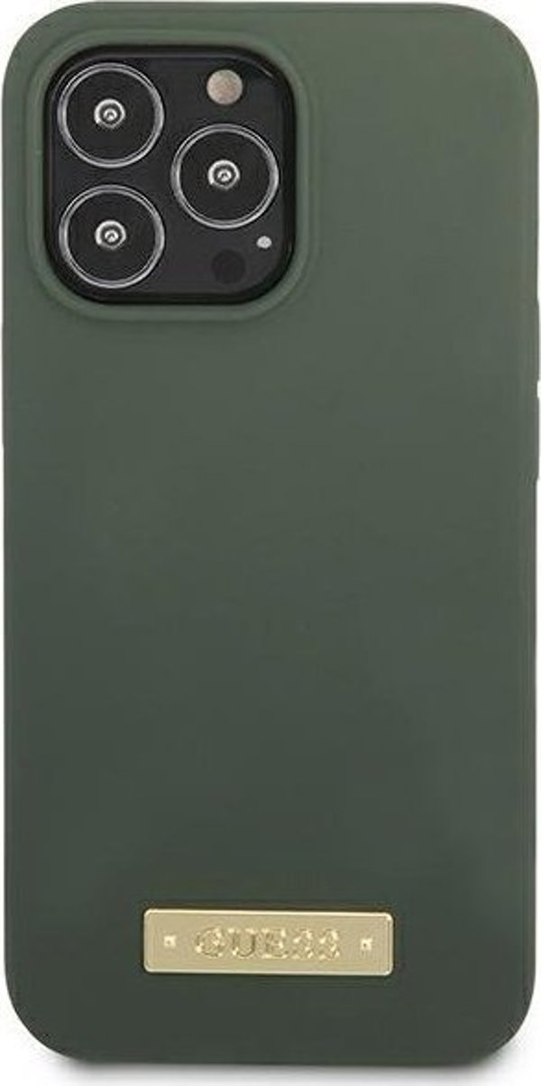 Guess Guess GUHMP13LSPLA iPhone 13 Pro / 13 6,1" πράσινη/χακί σκληρή θήκη Σιλικόνης Logo Plate MagSafe NoSize