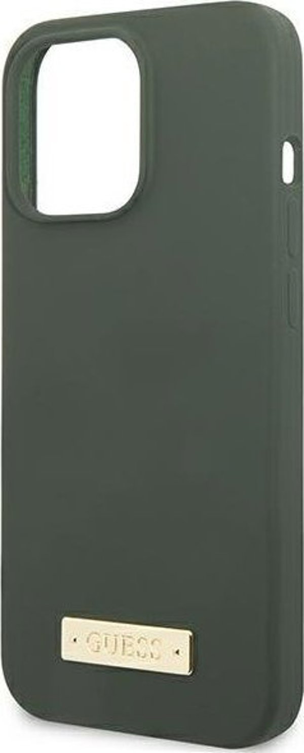 Guess Guess GUHMP13LSPLA iPhone 13 Pro / 13 6,1" πράσινη/χακί σκληρή θήκη Σιλικόνης Logo Plate MagSafe NoSize