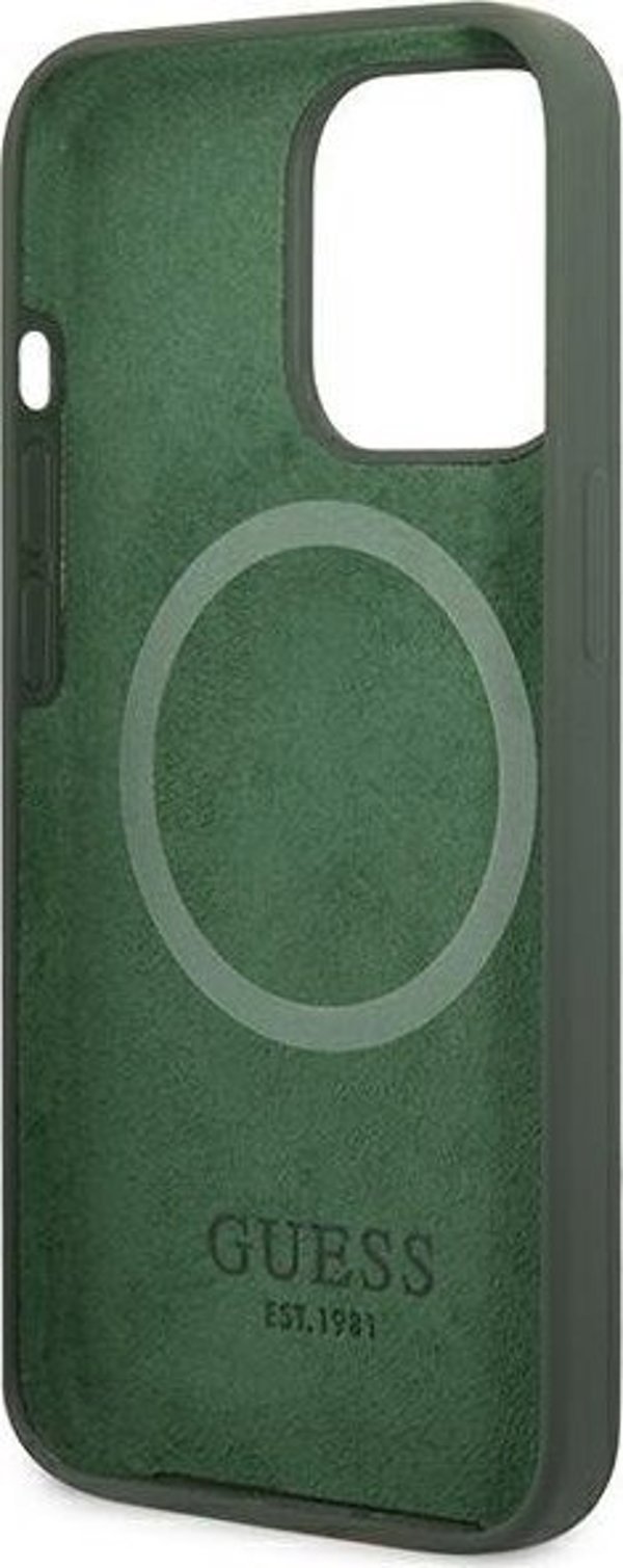 Guess Guess GUHMP13LSPLA iPhone 13 Pro / 13 6,1" πράσινη/χακί σκληρή θήκη Σιλικόνης Logo Plate MagSafe NoSize