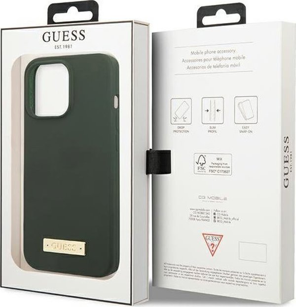 Guess Guess GUHMP13LSPLA iPhone 13 Pro / 13 6,1" πράσινη/χακί σκληρή θήκη Σιλικόνης Logo Plate MagSafe NoSize