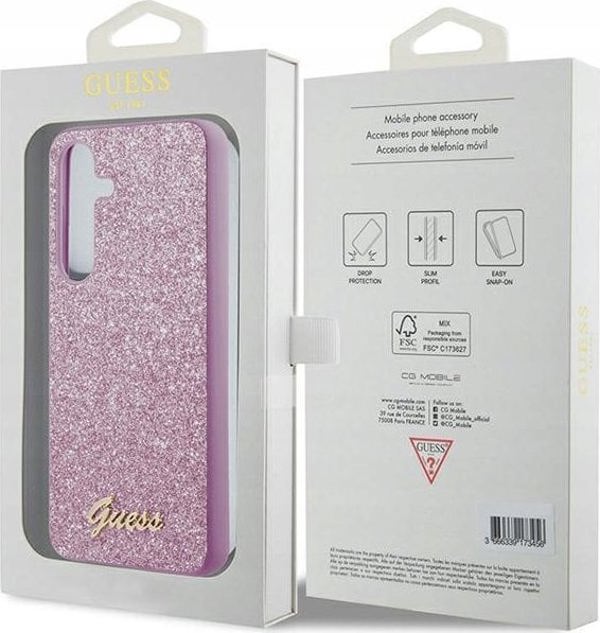 Guess Αυθεντική Θήκη GUESS Hardcase GUHCS24SHGGSHU για Samsung S24 (Glitter Script / μωβ)