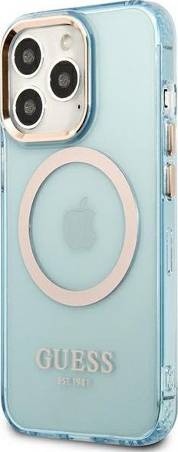 Guess Guess GUHMP13LHTCMB iPhone 13 Pro / 13 6,1" μπλε σκληρή θήκη Χρυσό Περίγραμμα Ημιδιαφανές MagSafe NoSize