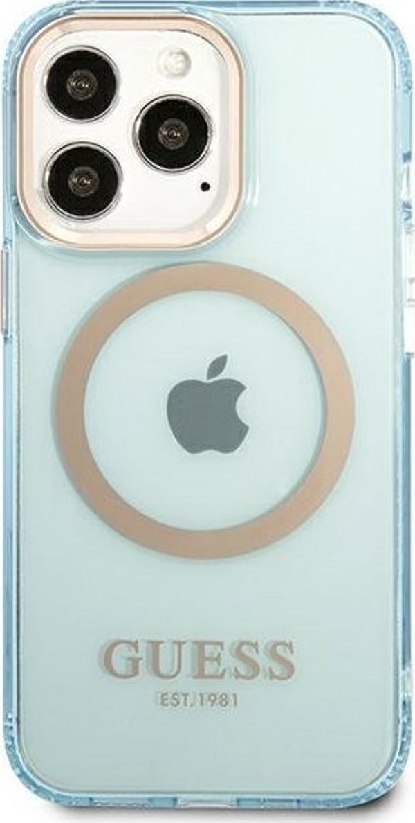 Guess Guess GUHMP13LHTCMB iPhone 13 Pro / 13 6,1" μπλε σκληρή θήκη Χρυσό Περίγραμμα Ημιδιαφανές MagSafe NoSize
