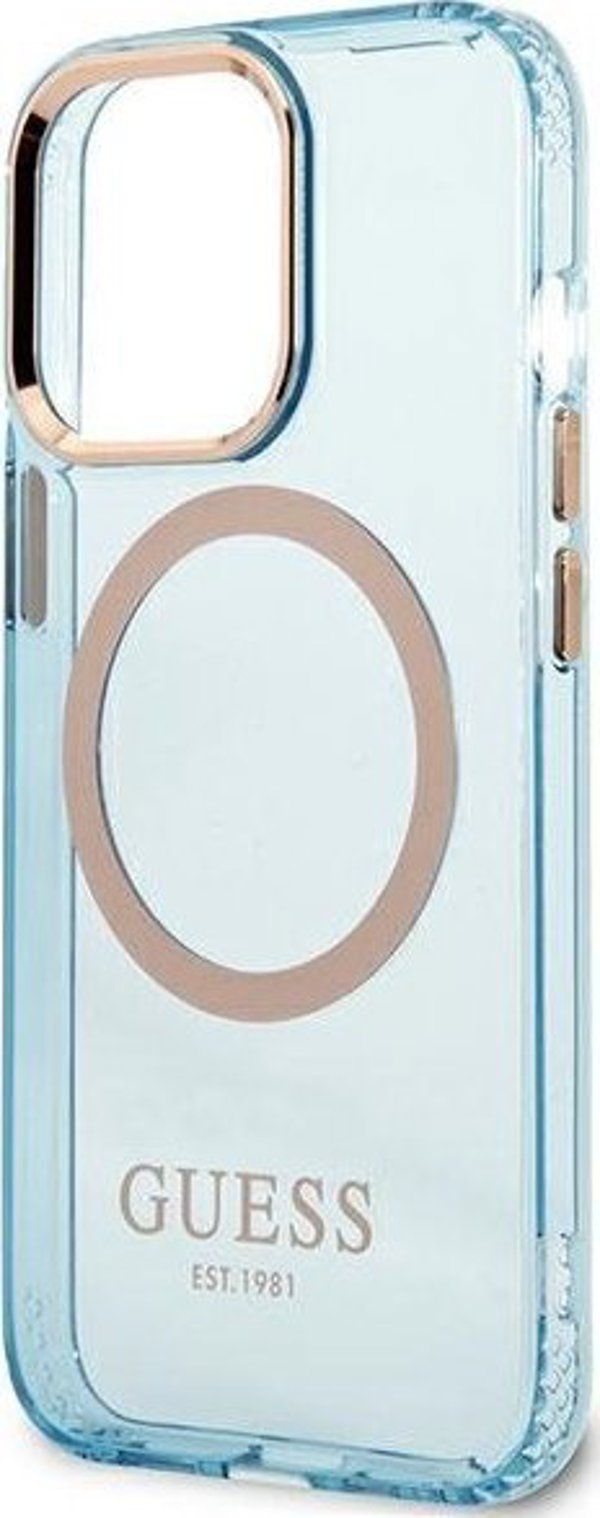 Guess Guess GUHMP13LHTCMB iPhone 13 Pro / 13 6,1" μπλε σκληρή θήκη Χρυσό Περίγραμμα Ημιδιαφανές MagSafe NoSize