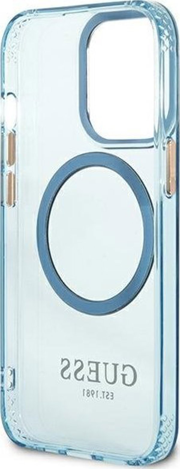 Guess Guess GUHMP13LHTCMB iPhone 13 Pro / 13 6,1" μπλε σκληρή θήκη Χρυσό Περίγραμμα Ημιδιαφανές MagSafe NoSize