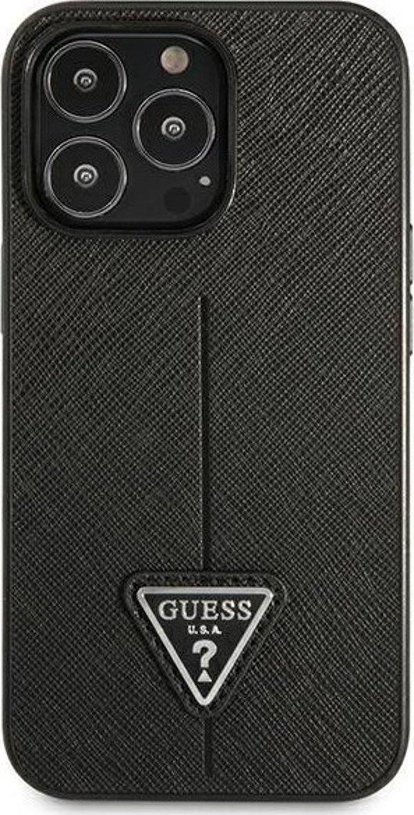 Guess case for iPhone 14 Pro 6,1" GUHCP14LPSATLK black HC Saffiano PU Triangle 3666339065386