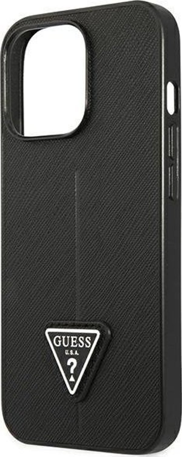 Guess case for iPhone 14 Pro 6,1" GUHCP14LPSATLK black HC Saffiano PU Triangle 3666339065386