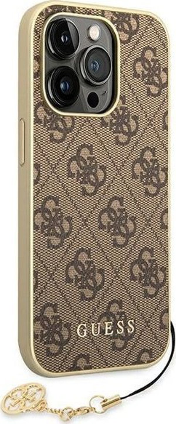 Guess Θήκη Guess GUHCP14LGF4GBR Apple iPhone 14 Pro καφέ σκληρή θήκη 4G Charms Collection