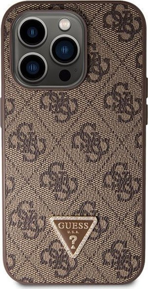 Guess case for iPhone 14 Pro 6,1" GUHCP14LP4TDSCPW brown HC PU Leather Metal Logo Strass Crossbody 3666339146924