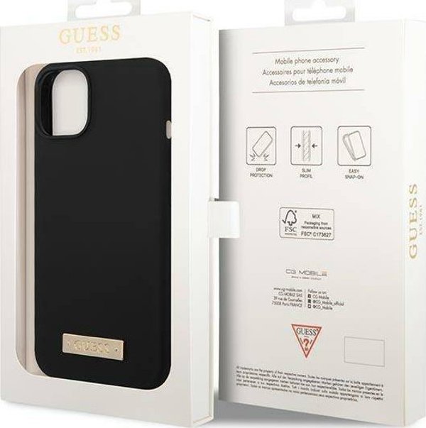 Guess Θήκη Guess GUHMP14MSBPLK Apple iPhone 14 Plus μαύρη σκληρή θήκη Σιλικόνης Λογότυπο Πλάκα MagSafe