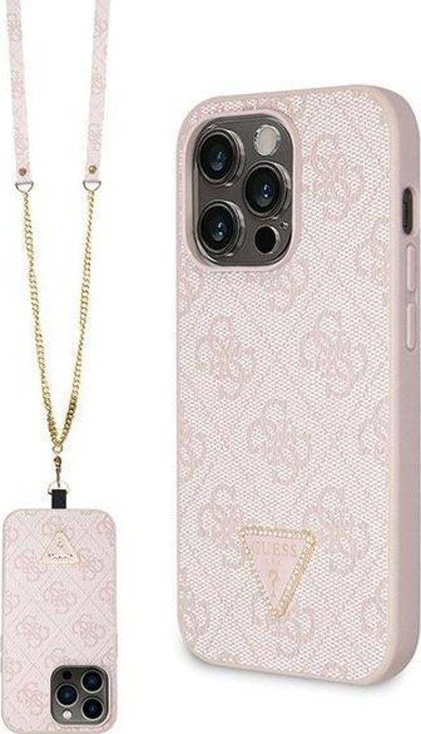 Guess Guess GUHCP15LP4TDSCPP iPhone 15 Pro 6.1" ροζ σκληρή θήκη Crossbody 4G Metal Logo