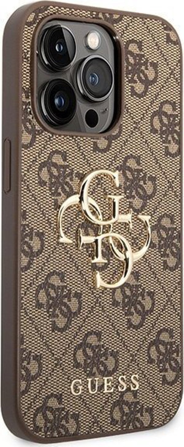 Guess Guess GUHCP15L4GMGBR iPhone 15 Pro 6.1" καφέ σκληρή θήκη 4G Μεγάλο Μεταλλικό Λογότυπο