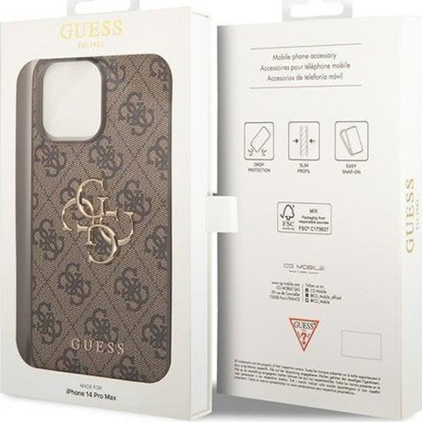 Guess Guess GUHCP15L4GMGBR iPhone 15 Pro 6.1" καφέ σκληρή θήκη 4G Μεγάλο Μεταλλικό Λογότυπο