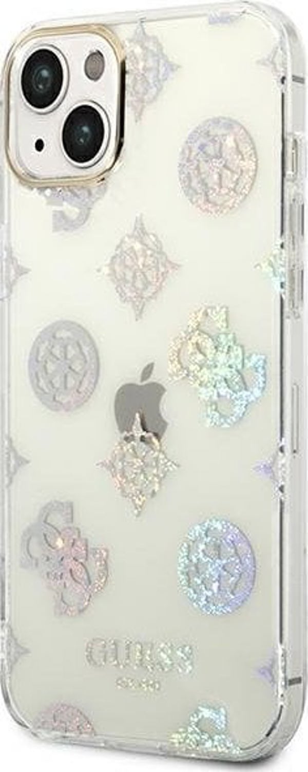 Guess Etui Guess do iPhone 14 Plus 6,7" przezroczysty/transparent hard case Peony Glitter
