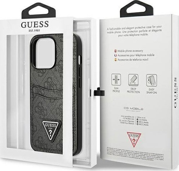 Guess Guess GUHCP13LP4TPK iPhone 13 Pro / 13 6,1" μαύρο/black σκληρή θήκη 4G Triangle Logo Cardslot NoSize