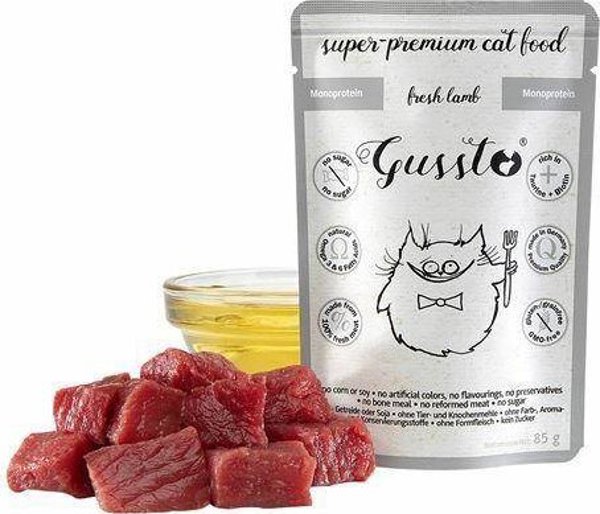 Gussto Υγρή Τροφή για Γάτες με Φρέσκο Αρνί, Superpremium, 85g