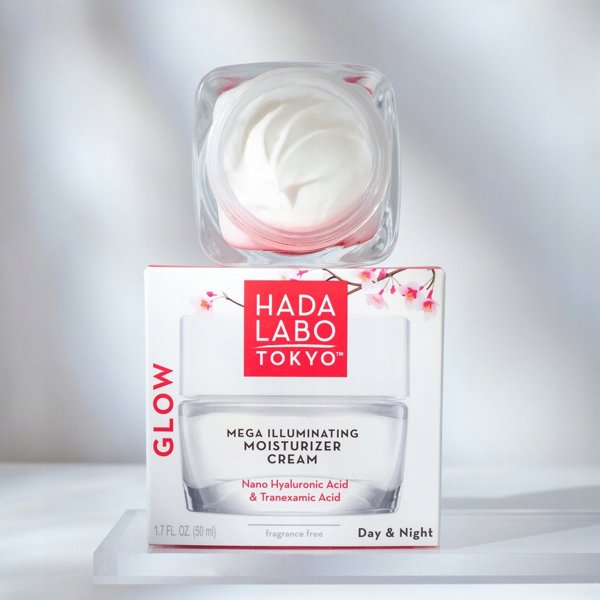 Hada Labo Tokyo, Glow, Hyaluronic Acid, Illuminating & Moisturizer, Day & Night, Gel Cream, Face, 50 ml For Women