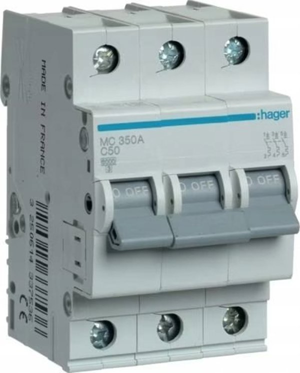 Hager ΔΙΑΚΟΠΤΗΣ ΚΥΚΛΩΜΑΤΟΣ 3P 50A C 6KA