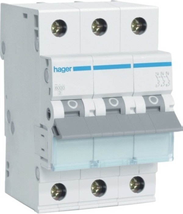 Διακόπτης υπερέντασης 3P C 32A 6kA AC MCN332E Hager