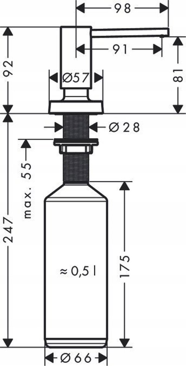 Hansgrohe Soap dispenser Hansgrohe A51, 40448800, stainless steel