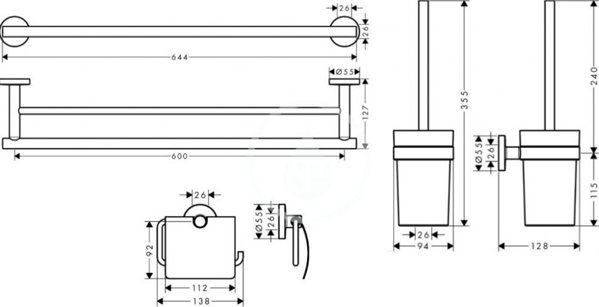Σετ αξεσουάρ μπάνιου Hansgrohe Logis Universal 41727000