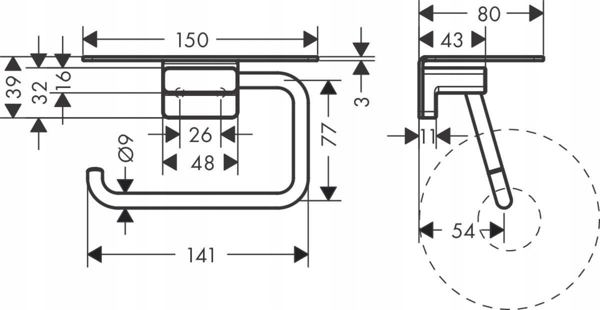 Hansgrohe Χαρτοθήκη με ράφι Hansgrohe AddStoris 41772000, χρώμιο