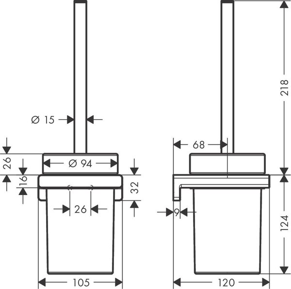 Hansgrohe Βούρτσα τουαλέτας κρεμαστή μαύρη (41752670)