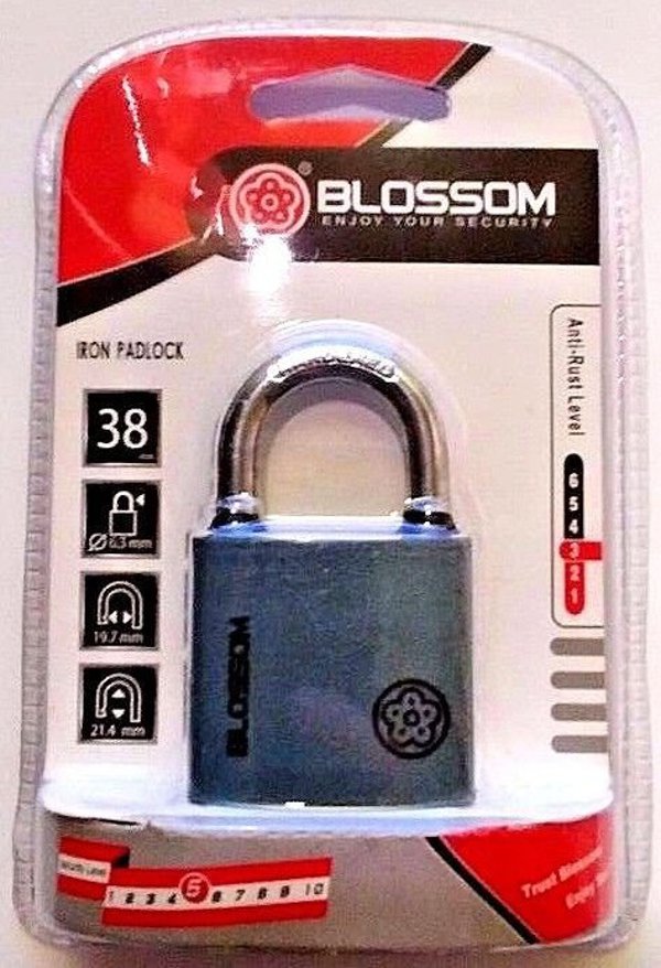 Blossom Κλειδαριά Κρεμαστή BC2938, 38mm, Γκρι