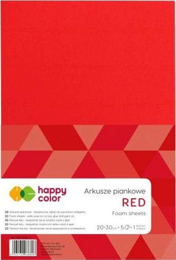 Happy Color Φύλλα Foam A4, Μικροκαουτσούκ, 2mm, 5 Τεμάχια, Κόκκινο