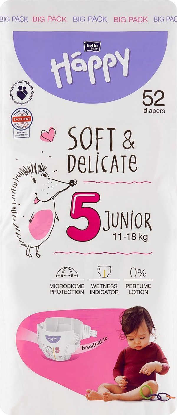 Happy Πάνες HAPPY Junior (11-18kg) 52τμχ, μέγεθος 5 ΝΕΟ, BB-054-JU52-W01