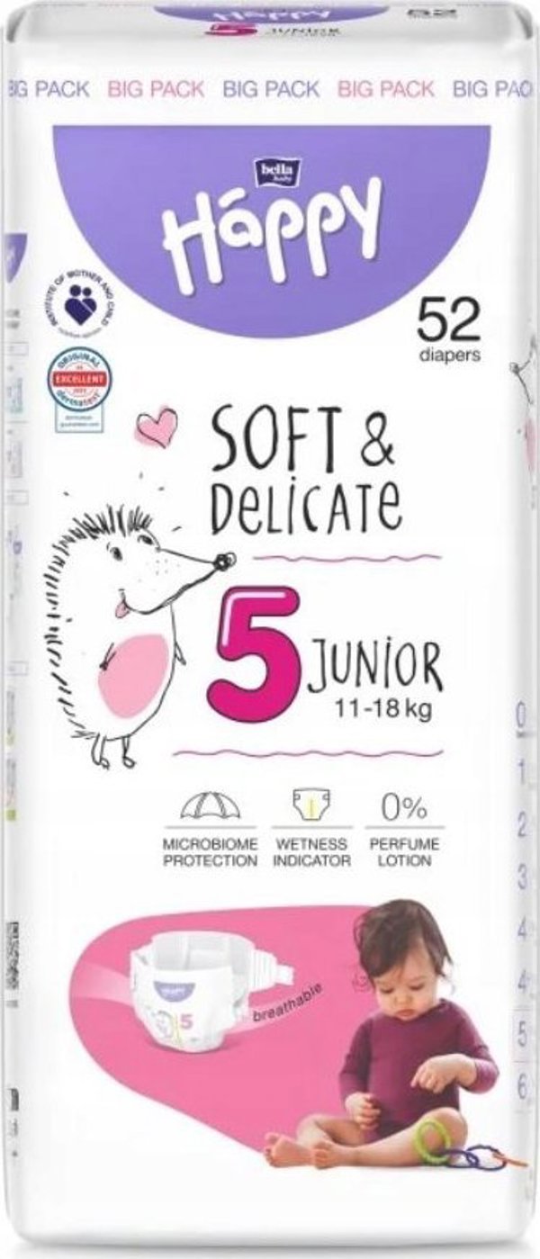 Happy Πάνες HAPPY Junior (11-18kg) 52τμχ, μέγεθος 5 ΝΕΟ, BB-054-JU52-W01