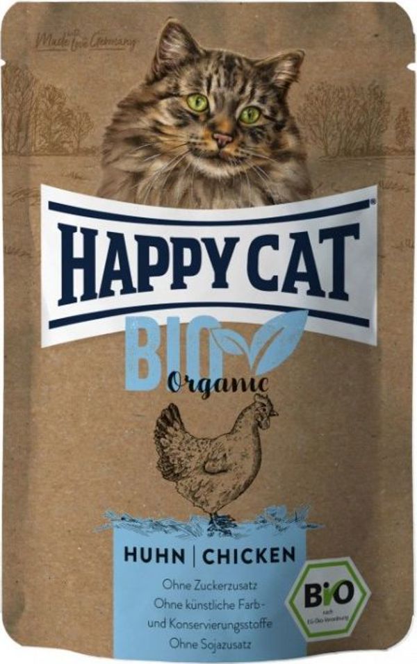 Happy Cat Bio Organic Υγρή Τροφή για Ενήλικες Γάτες με Κοτόπουλο, 85g