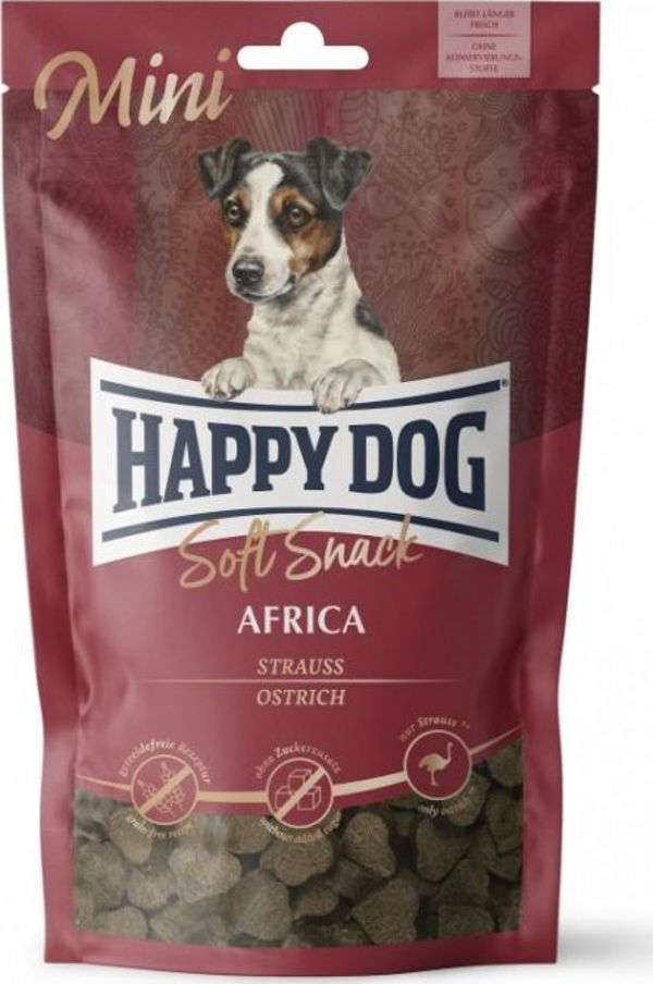 Happy Dog Soft Snack Mini Africa, Λιχουδιές Σκύλων με Στρουθοκάμηλο και Πατάτα, Grain Free για Μικρόσωμους Σκύλους, 100g