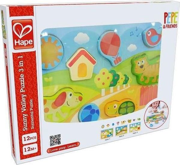 Hape HAPE Puzzle 3 in 1 sunny valley univ 5795757 6943478016958