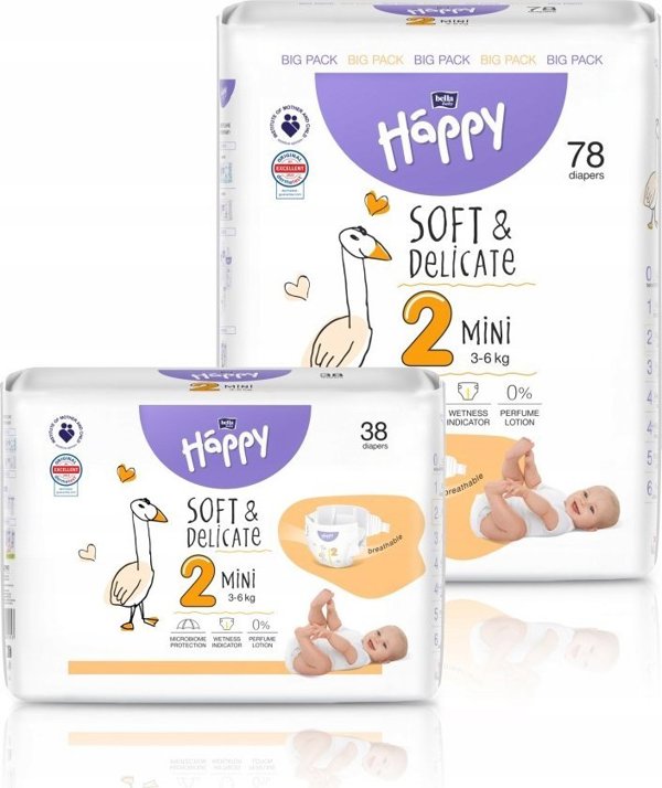 Happy HAPPY Mini (3-6kg) πάνες 38τμχ, μέγεθος 2 ΝΕΟ, BB-054-MI38-W01