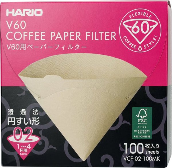 Hario V60-02 Χάρτινα Φίλτρα Καφέ Misarashi, Αλεύκαστα, 100 Τεμάχια
