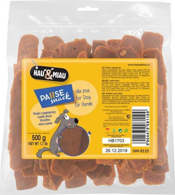 Λιχουδιά Hau&Meow Pausesnack για σκύλους, λωρίδες με αρνί 500 γρ. 10186886 5904479081100