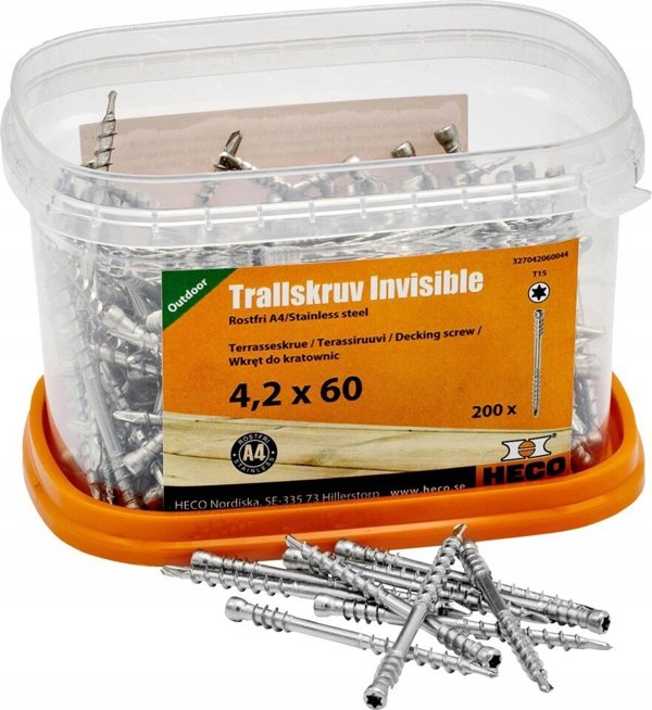 Βίδες ξύλου για βεράντες "HECO" 4.2x60 A4, 200 τεμ.