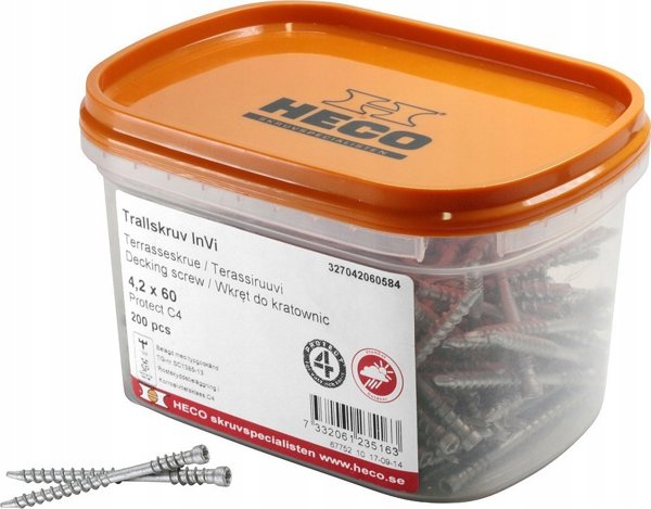 Βίδες ξύλου για βεράντες "HECO" 4.2x60 C4, 200 τεμ.