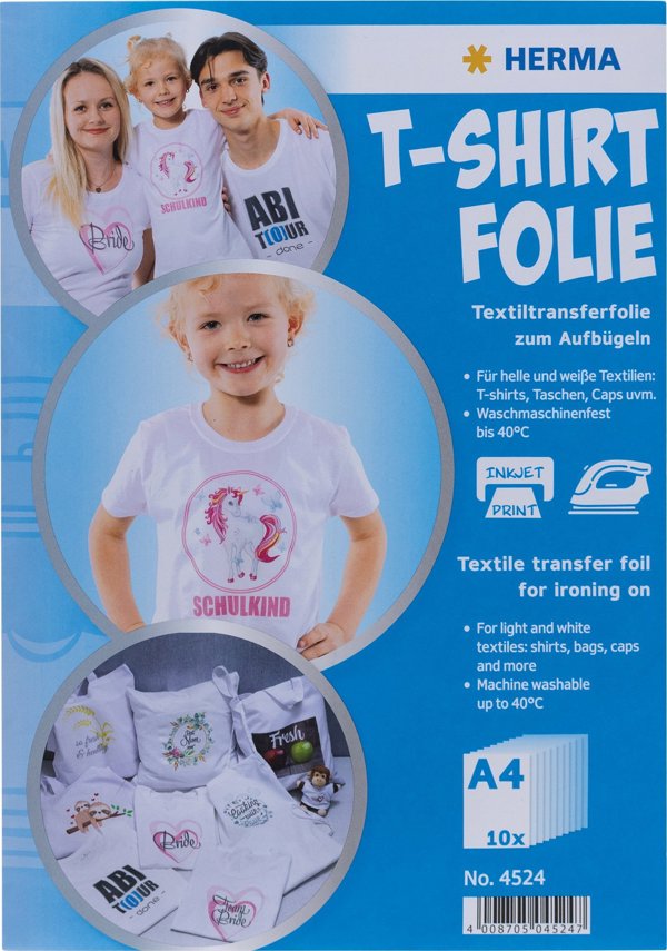 Μεταξωτό φύλλο Herma Herma T-Shirt A4 για ανοιχτόχρωμα + λευκά υφάσματα 20 φύλλα 4525