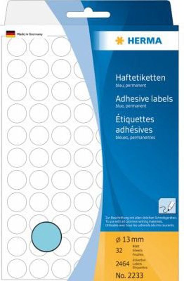Herma στρογγυλή ετικέτα ø 13mm, μπλε χαρτί, 2464 τεμάχια (2233)