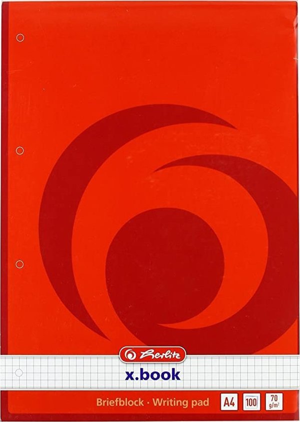 Herlitz Herlitz 733436 σημειωματάριο A4 100 φύλλα Κόκκινο, Λευκό