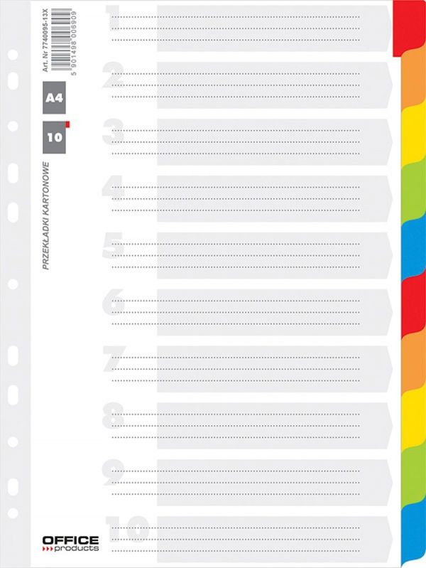 Herlitz Διαχωριστικά Αρχειοθέτησης A4, Χάρτινα με 10 Πολύχρωμα Πλαστικοποιημένα Ευρετήρια, 170gr
